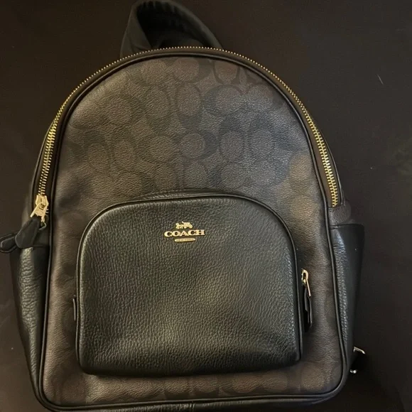 Coach Brown and Black Signature Backpack NEW COACH Large Court Backpack In Signature Canvas in Brown  main image 4
